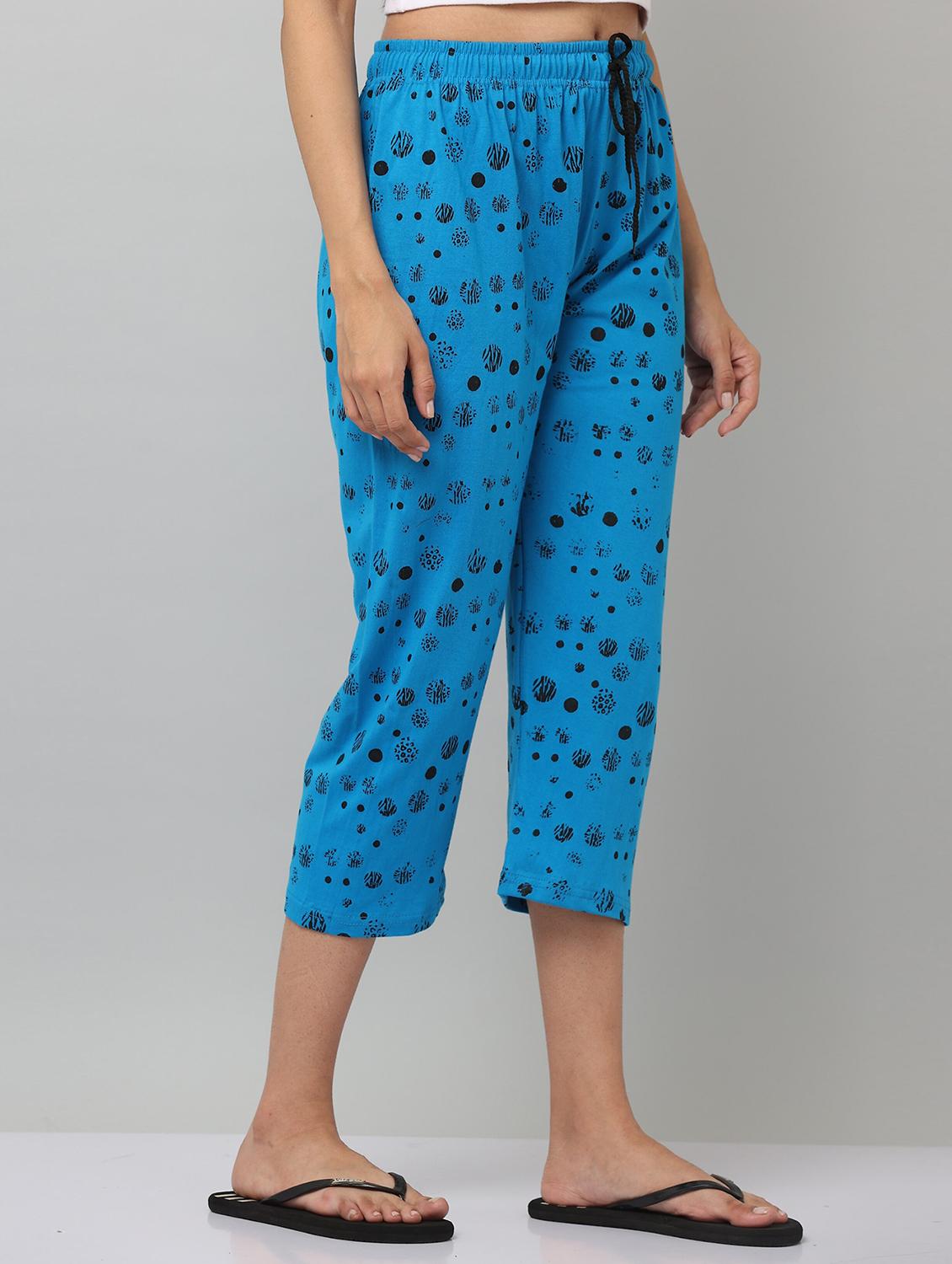 women blue printed cotton capri - 20602197 - Standard Image - 1