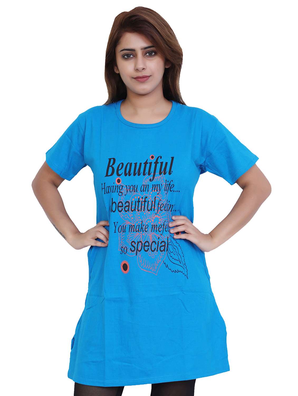 women round neck typographic printed regular t-shirt