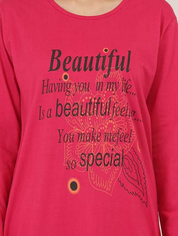 women round neck typographic printed regular t-shirt - 20602630 -  Standard Image - 4