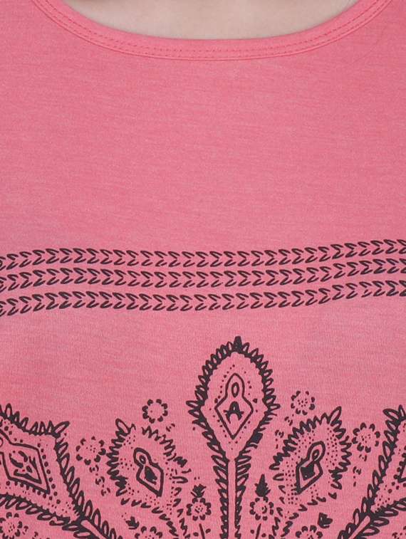 women round neck graphic printed regular t-shirt - 20602644 -  Standard Image - 4
