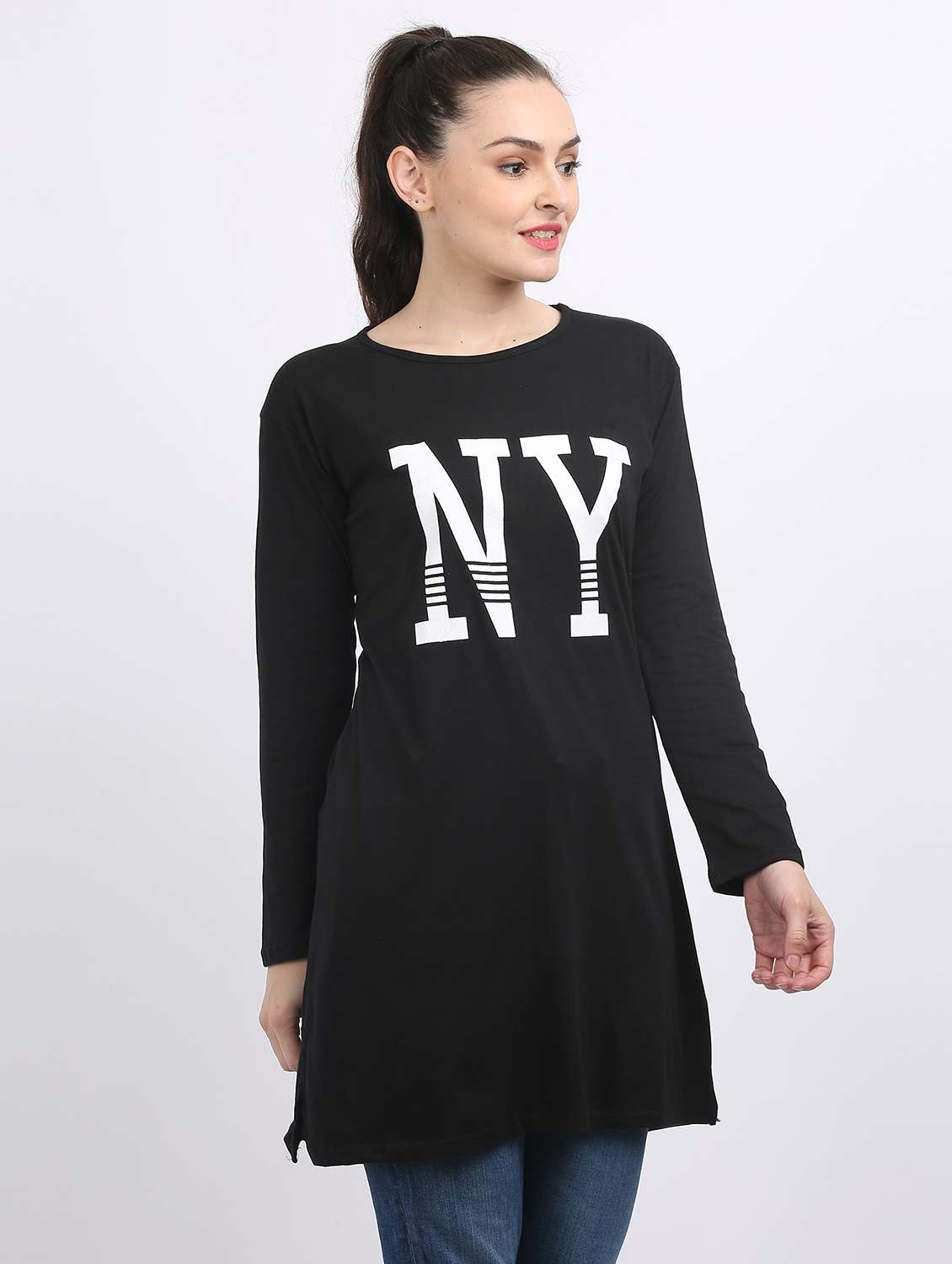 women round neck graphic printed regular t-shirt - 20602655 -  Standard Image - 1