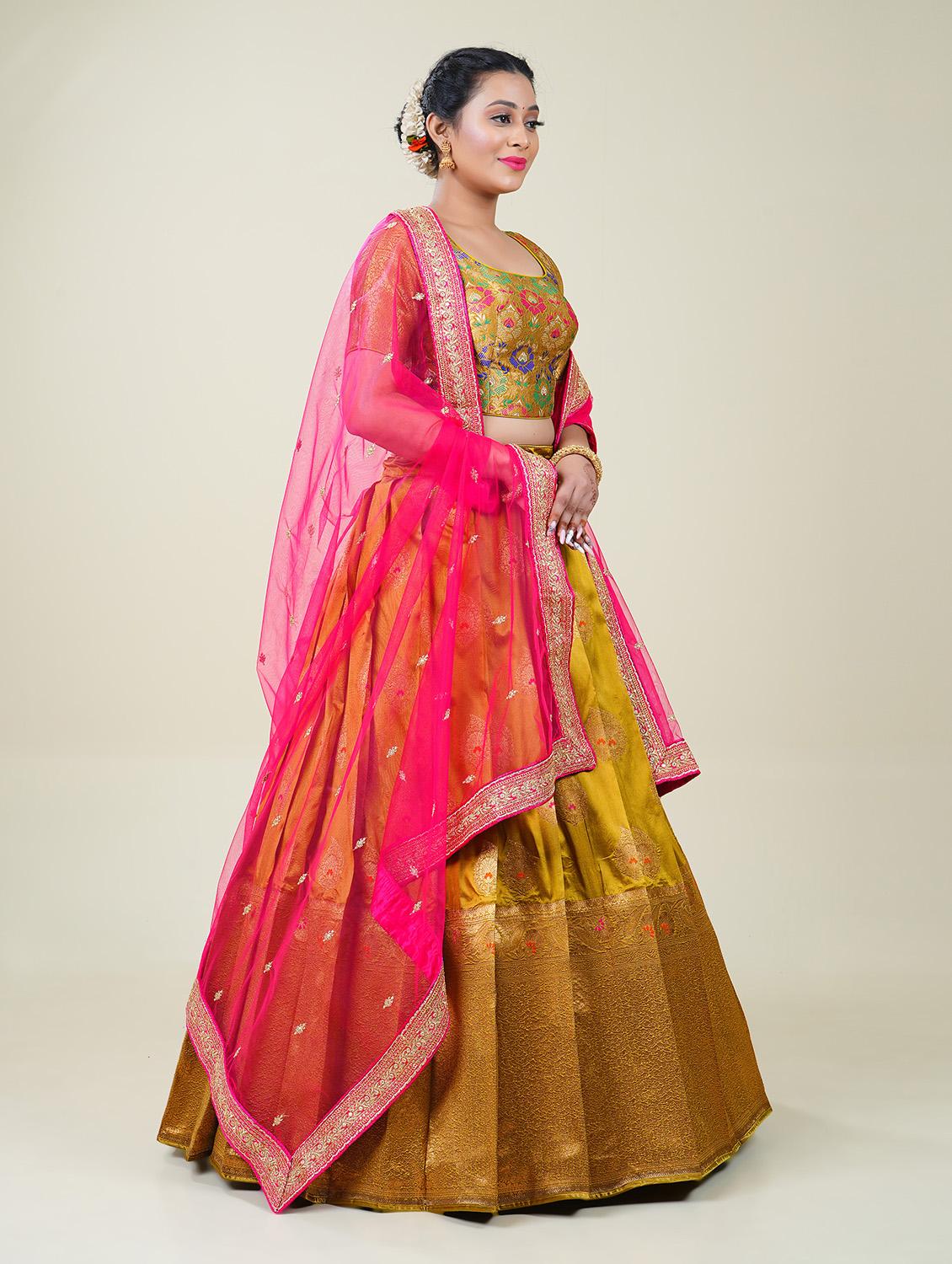 women mustard semi-stitched lehenga choli with dupatta - 20603013 - Standard Image - 1