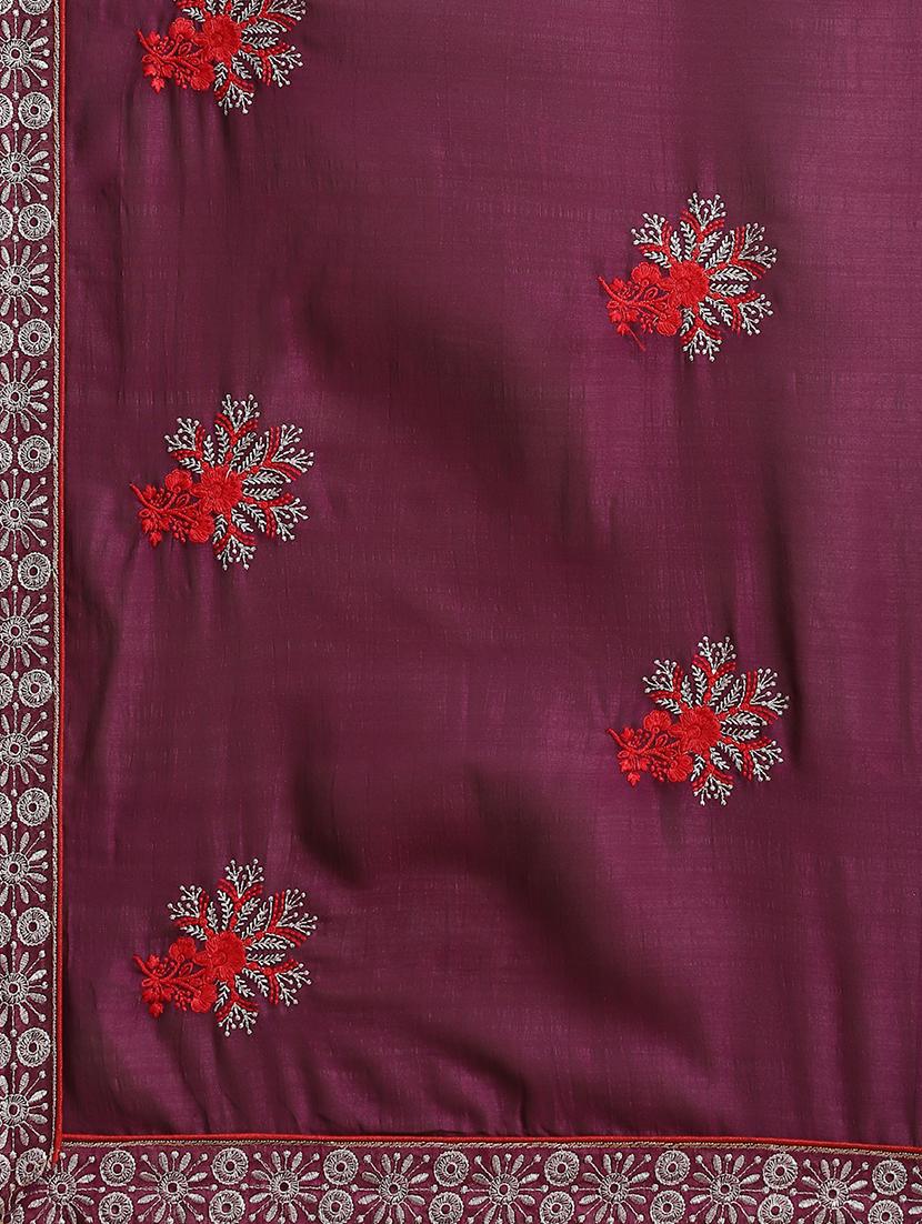 women purple embroidered saree with blouse - 20604244 - Standard Image - 4