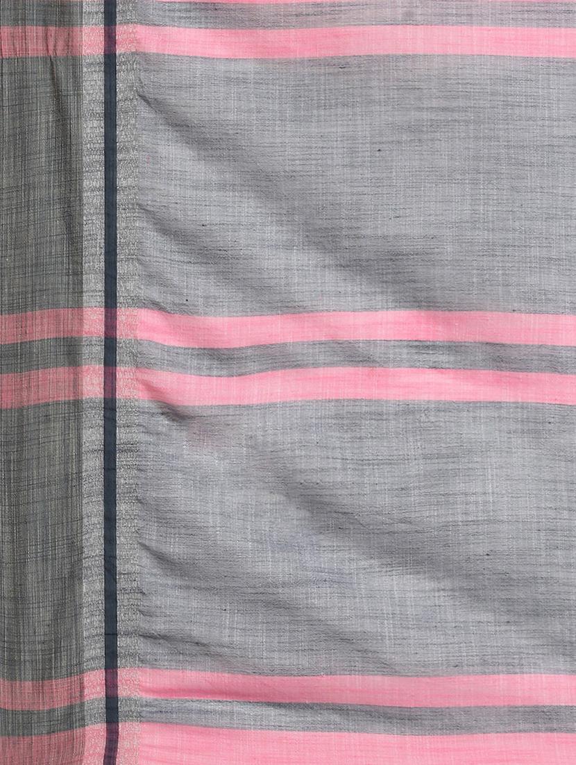 pink self design handloom saree with blouse - 20604315 - Standard Image - 4