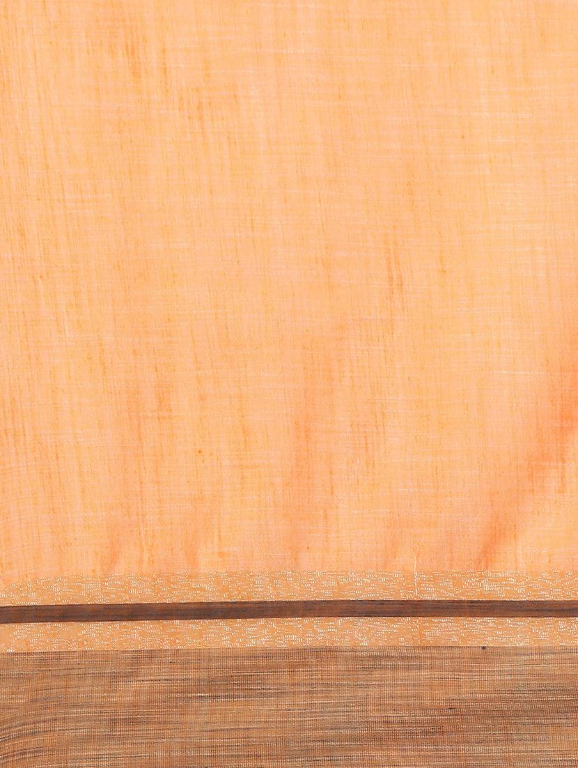 orange self design handloom saree with blouse - 20604317 - Standard Image - 6