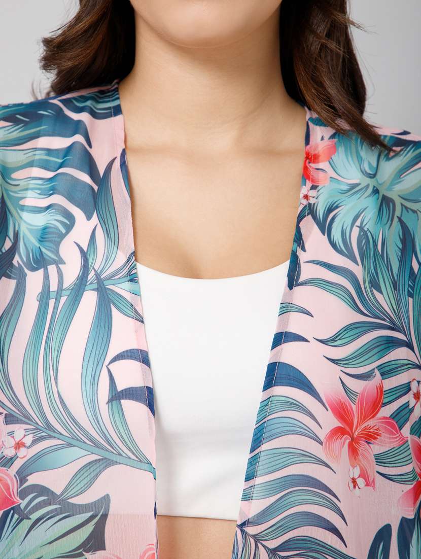 women multi color tropical printed regular shrug - 20605197 -  Standard Image - 6