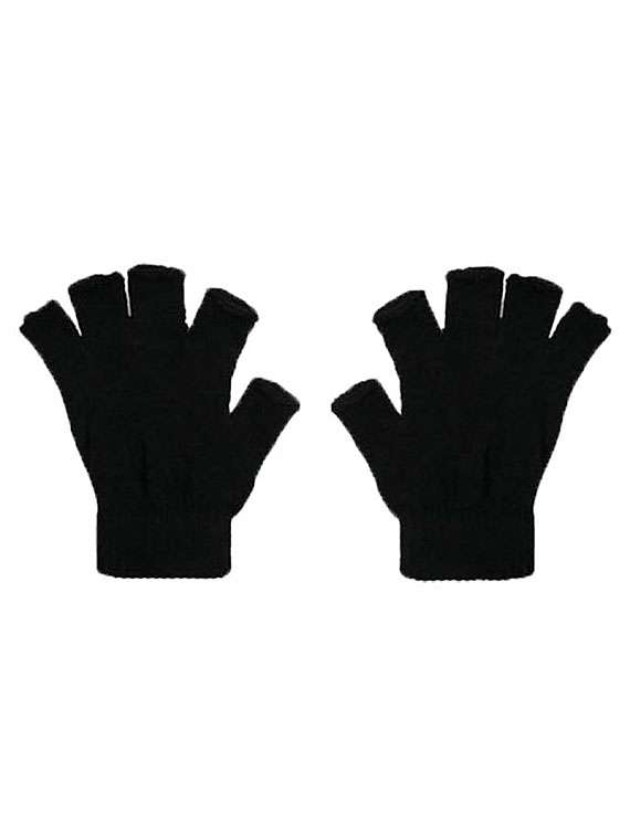 men black self design gloves - 20605215 -  Standard Image - 1