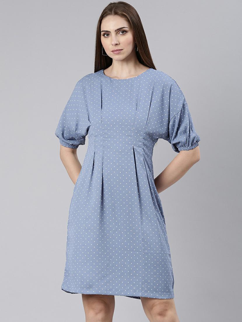 women blue polka dot a-line mini dress - 20605236 - Zoom Image - 0