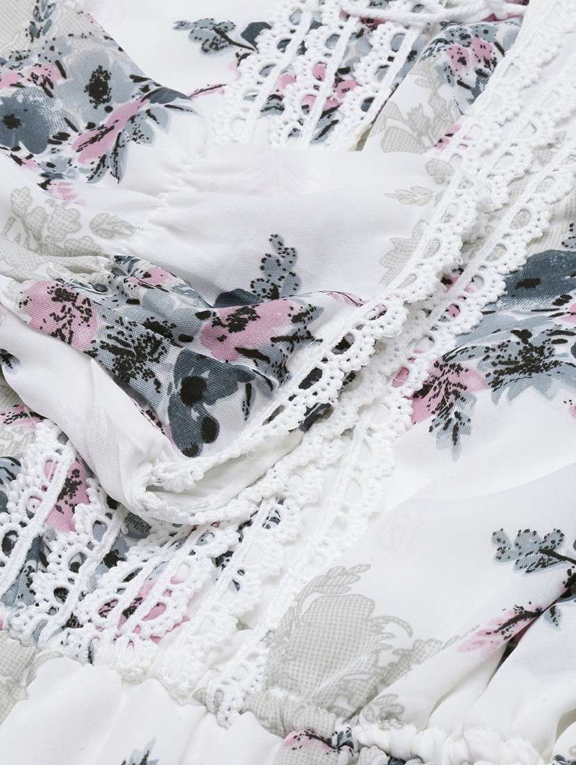 women printed tie-up neck fit & flare mini dress - 20605241 -  Standard Image - 6