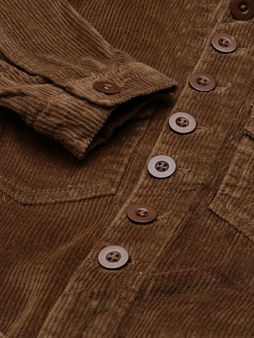 women brown corduroy mini shirt dress - 20605253 - Standard Image - 6