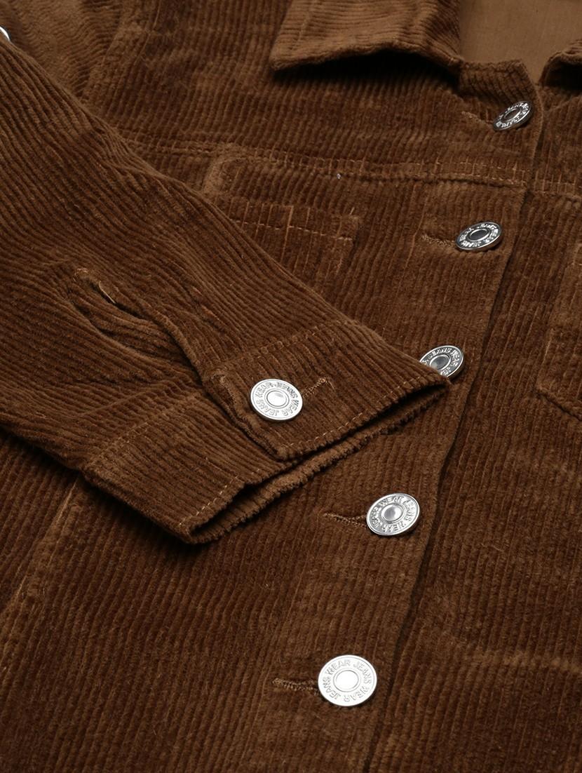 women brown corduroy mini shirt dress - 20605261 - Standard Image - 6
