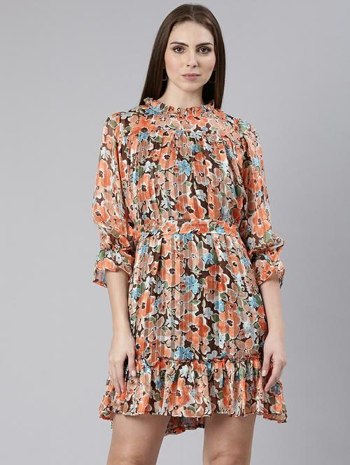 women floral print fit & flare mini dress - 20605273 - Standard Image - 0
