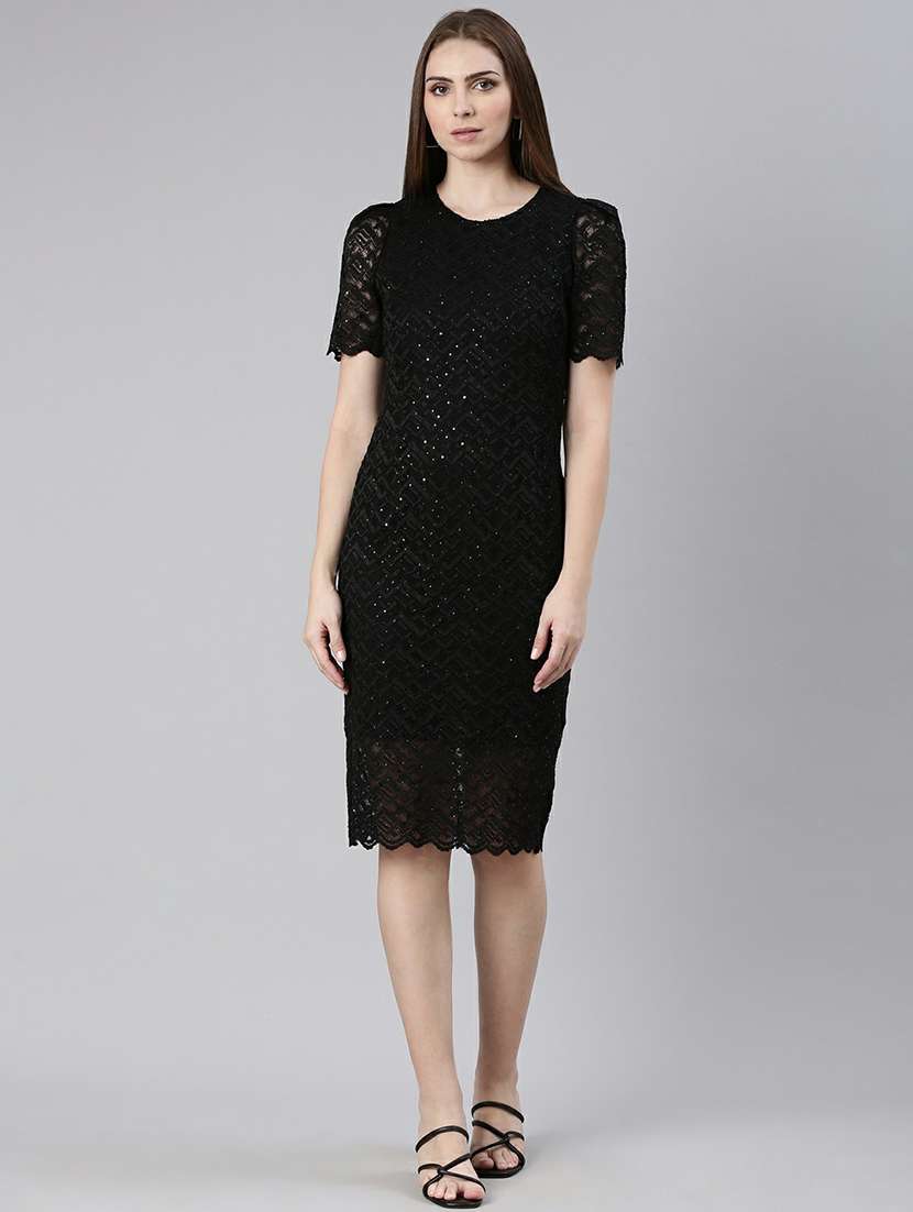 women black net bodycon dress