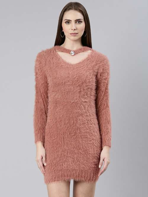 women copper v-neck bodycon dress - 20605282 -  Standard Image - 0