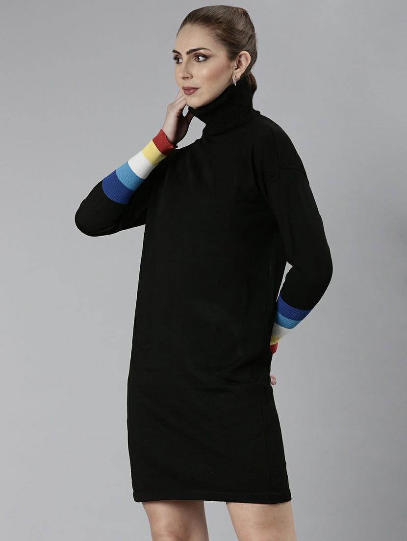 women black turtle neck bodycon dress - 20605283 - Standard Image - 1