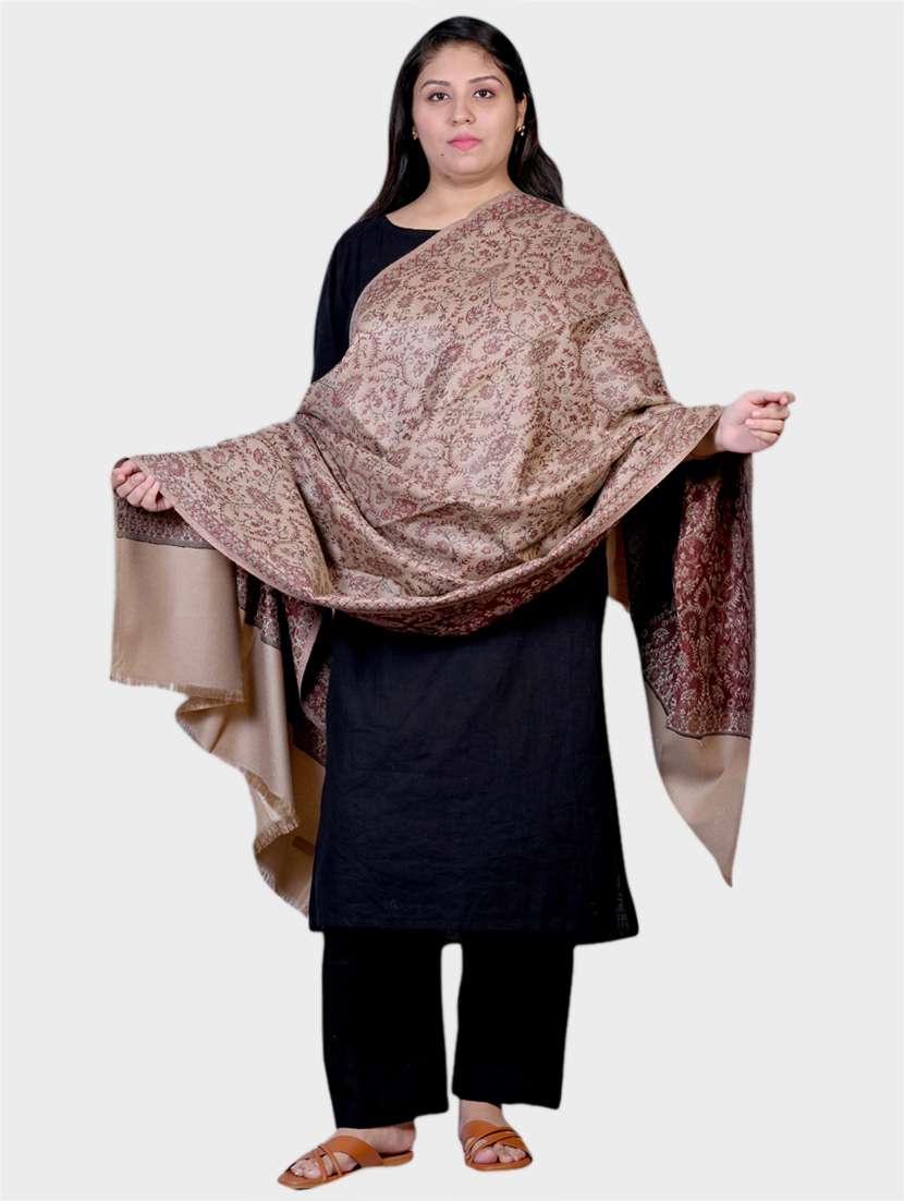 women self designed woolen shawl - 20605492 -  Standard Image - 1