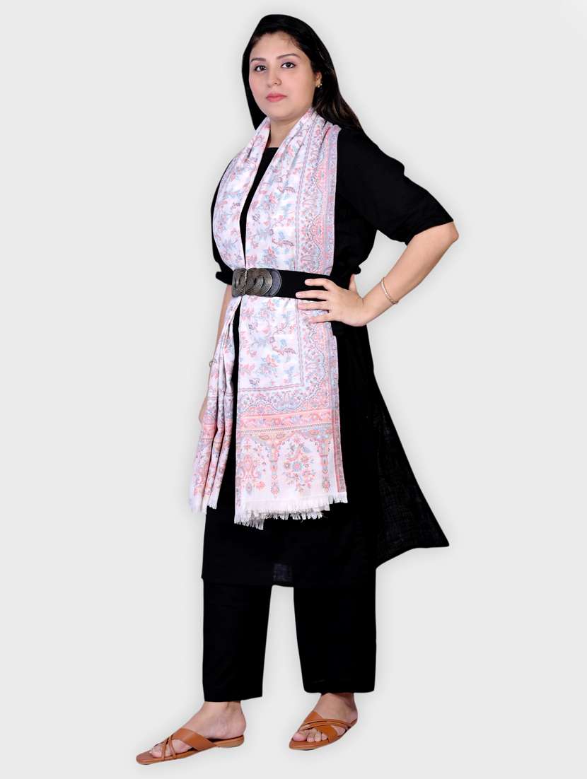 women floral print woolen shawl - 20605496 -  Standard Image - 1