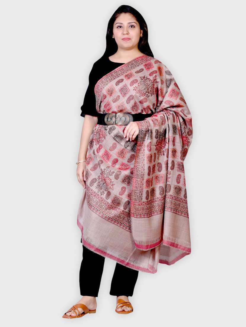 women self designed woolen shawl - 20605512 -  Standard Image - 1