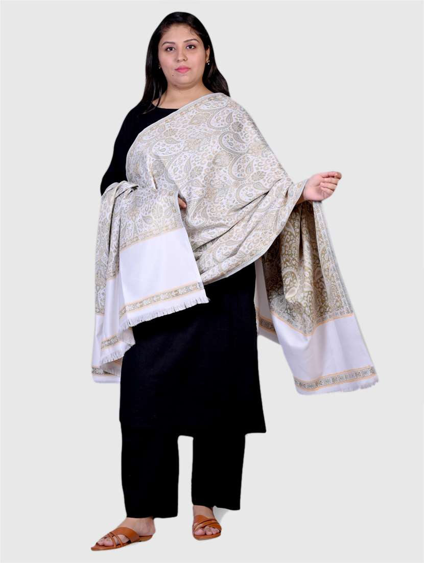 women self designed woolen shawl - 20605518 -  Standard Image - 1