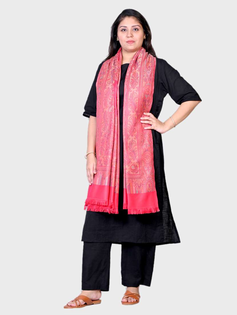 women self designed woolen shawl - 20605521 -  Standard Image - 1