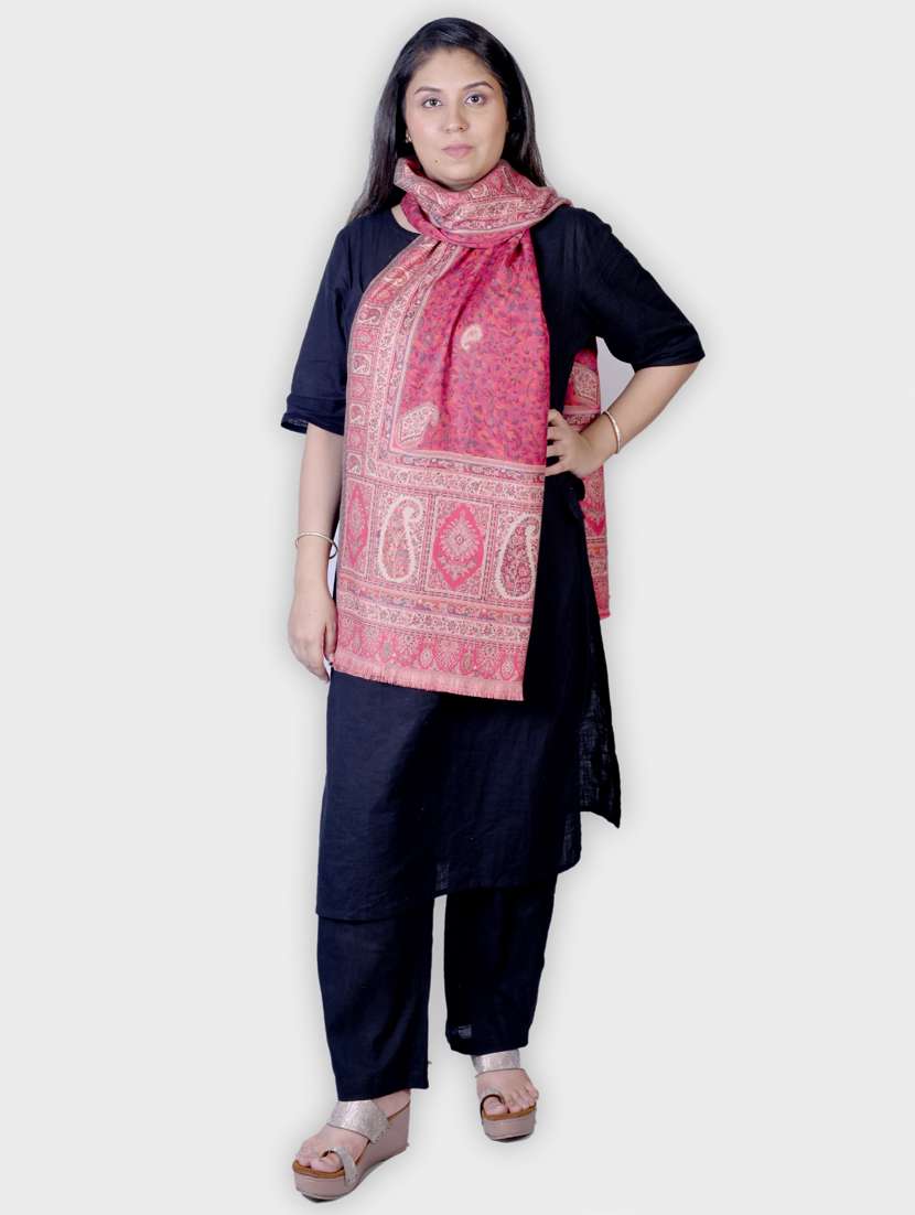 women self designed woolen shawl - 20605523 -  Standard Image - 1