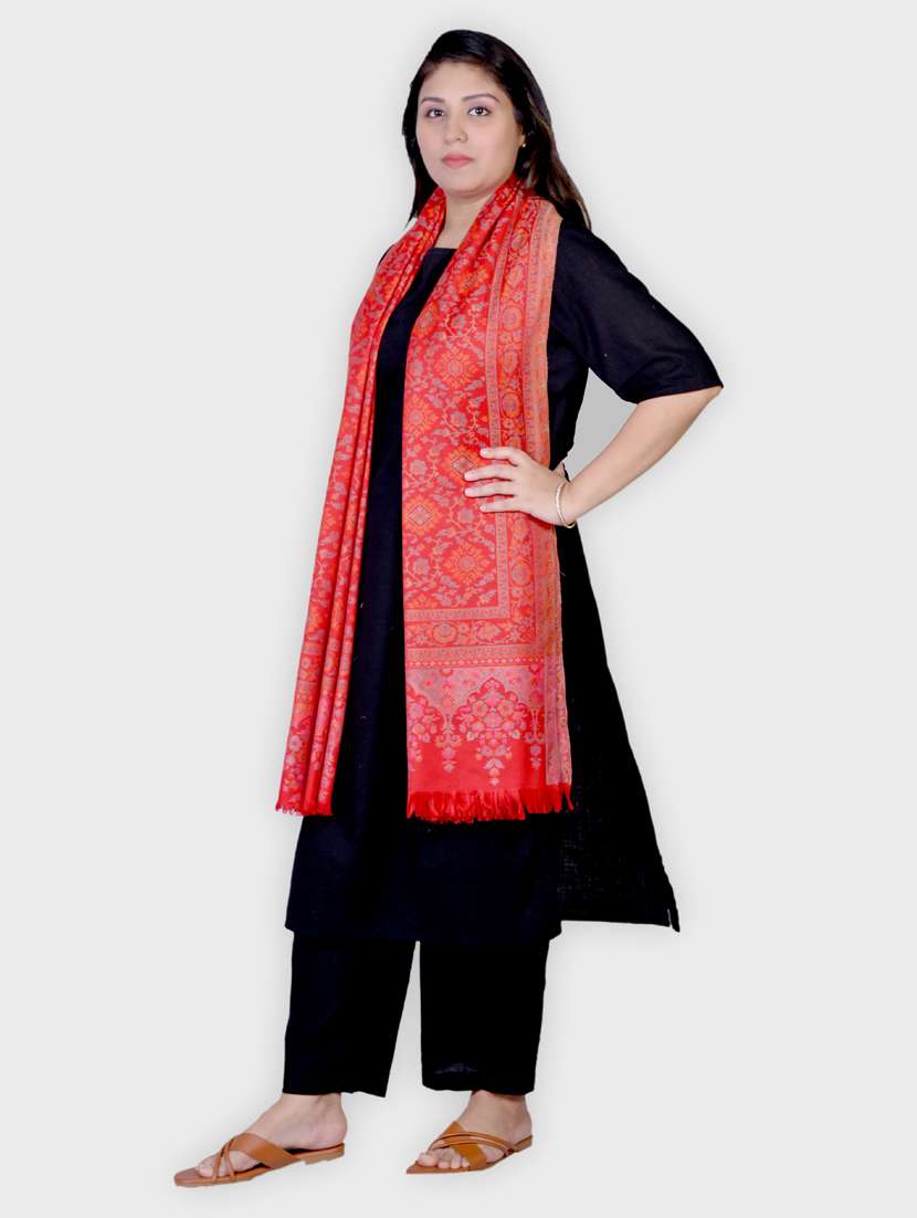 women self designed woolen shawl - 20605524 -  Standard Image - 1
