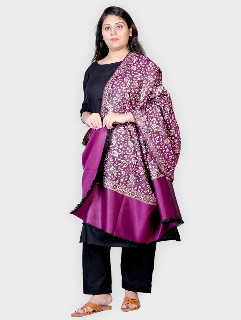 women self designed woolen shawl - 20605532 -  Standard Image - 1