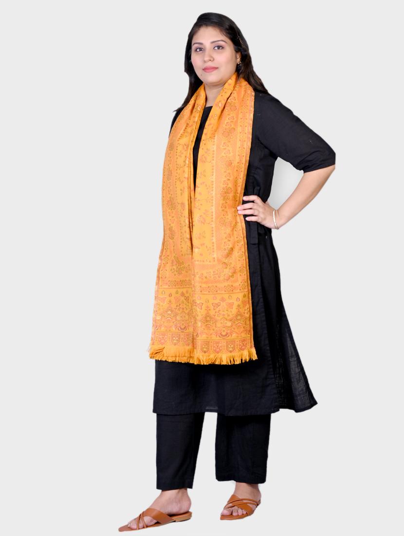 women self designed woolen shawl - 20605534 - Standard Image - 1