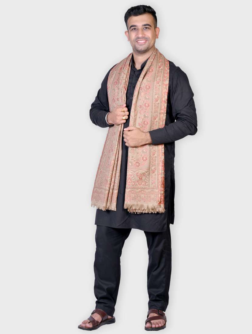 beige printed wool shawl - 20605536 -  Standard Image - 1