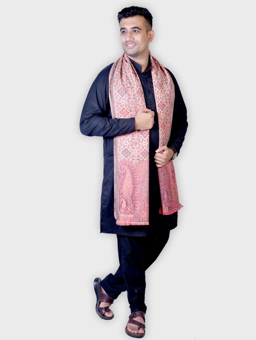 unisex multi colored printed wool stole - 20605563 -  Standard Image - 1