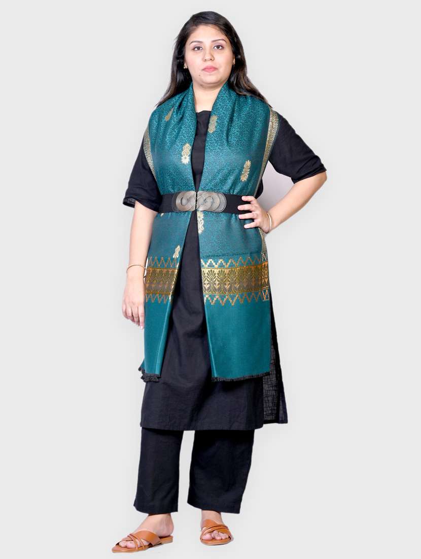 women self designed woolen shawl - 20605571 -  Standard Image - 1