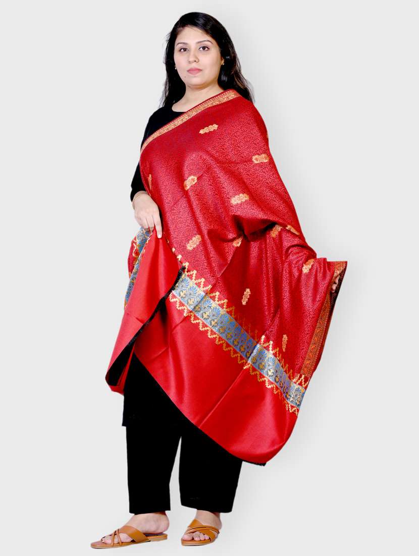 women self designed woolen shawl - 20605572 -  Standard Image - 1