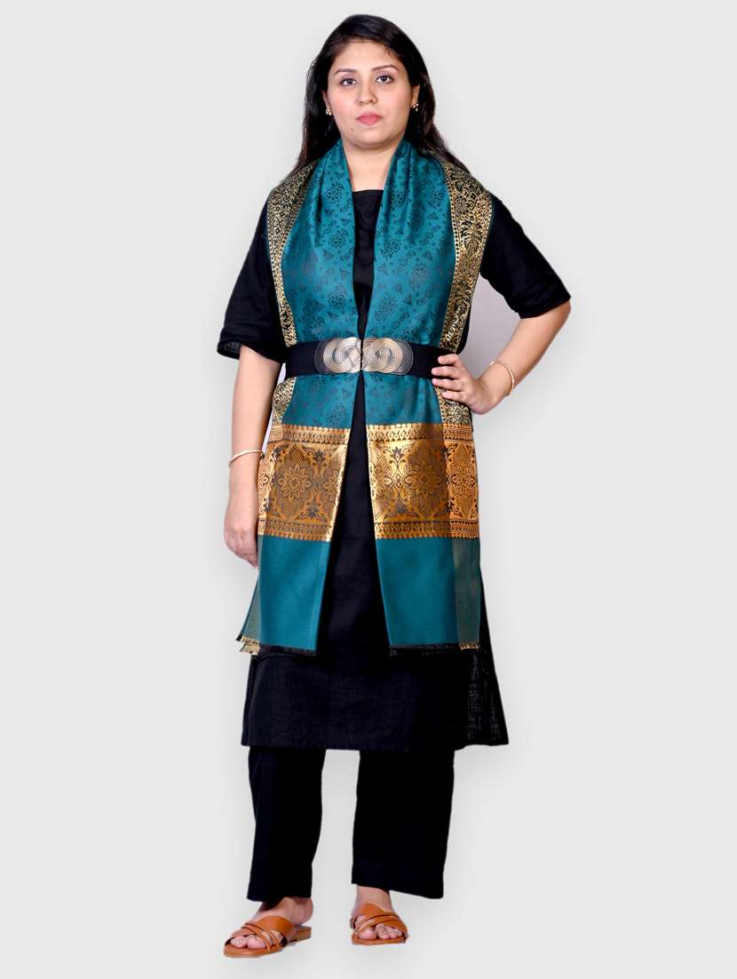 women self designed woolen shawl - 20605574 - Standard Image - 1