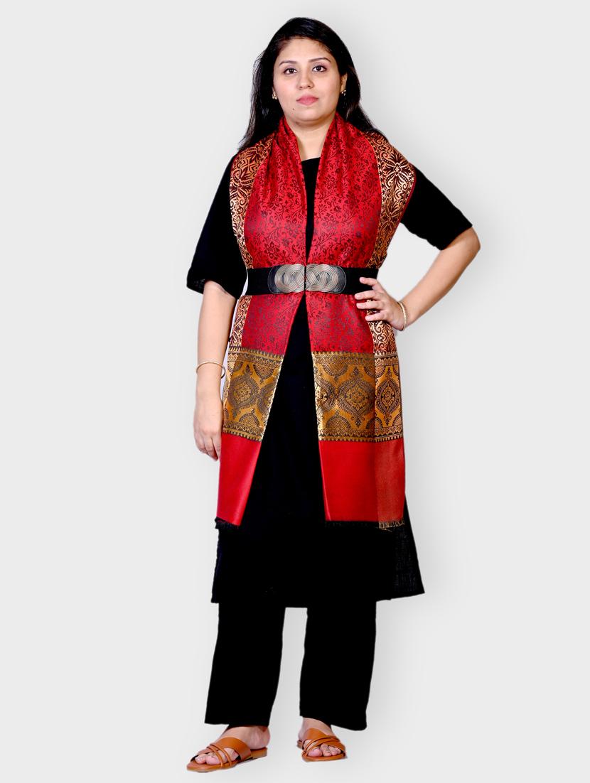 women self designed woolen shawl - 20605575 - Standard Image - 1