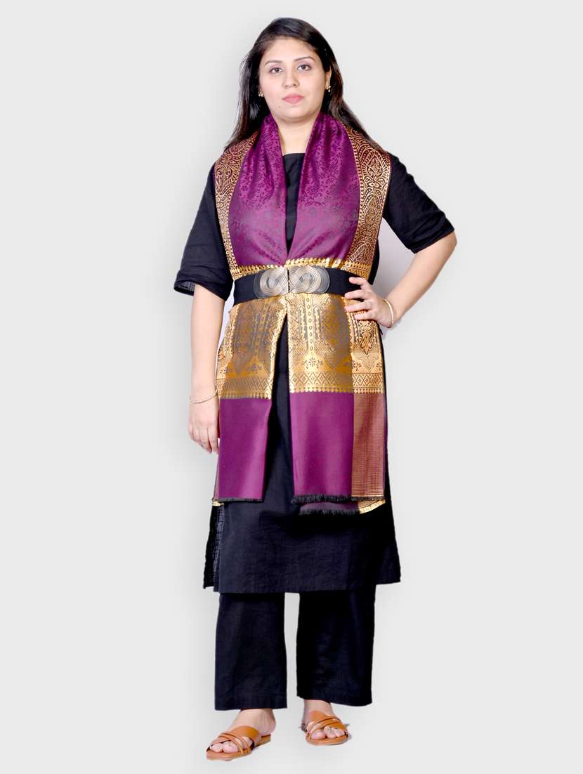 women self designed woolen shawl - 20605576 -  Standard Image - 1