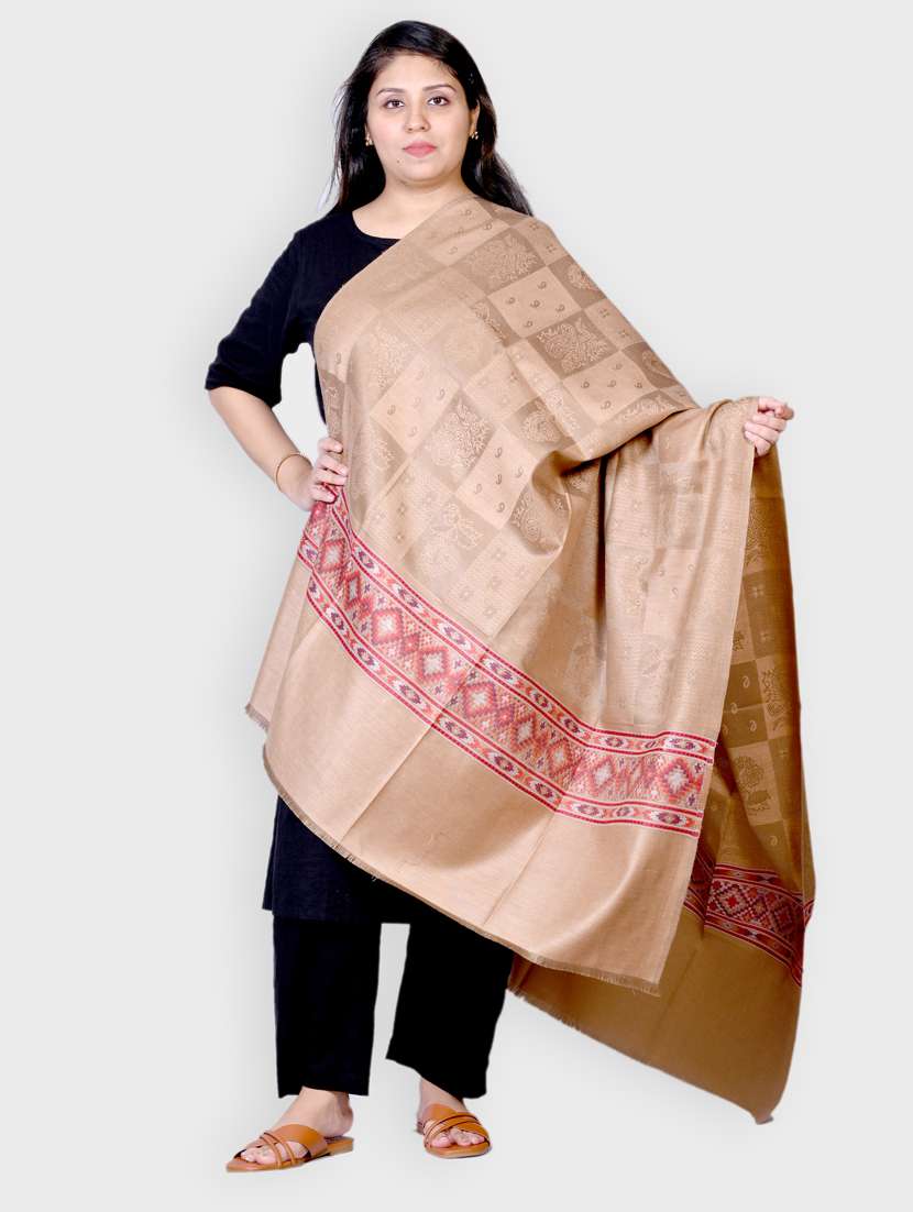 beige self designed stole