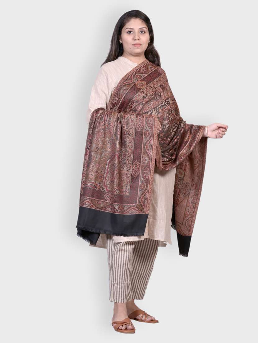 women self designed woolen shawl - 20605586 -  Standard Image - 1
