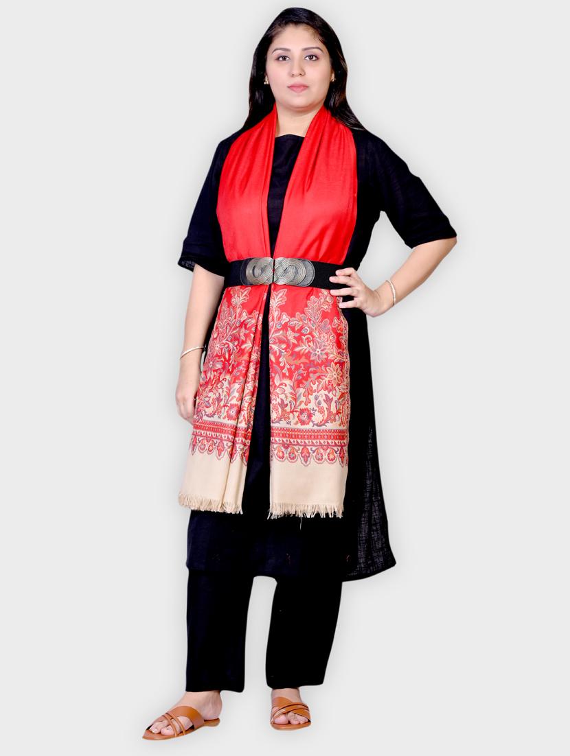 women self designed woolen shawl - 20605601 - Standard Image - 1