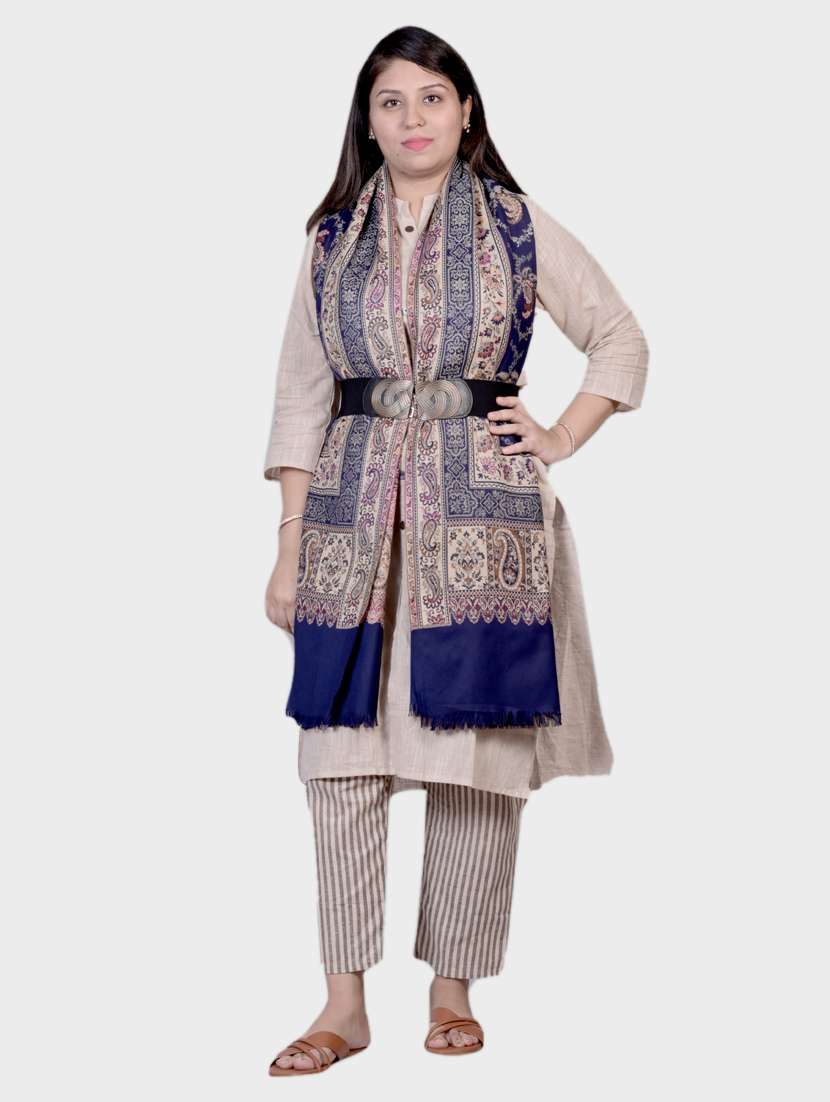 women self designed woolen shawl - 20605605 -  Standard Image - 1