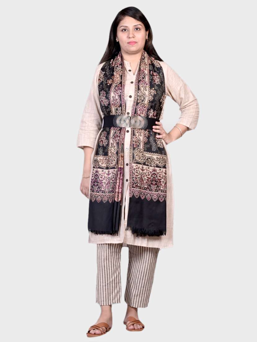 women self designed woolen shawl - 20605606 -  Standard Image - 1
