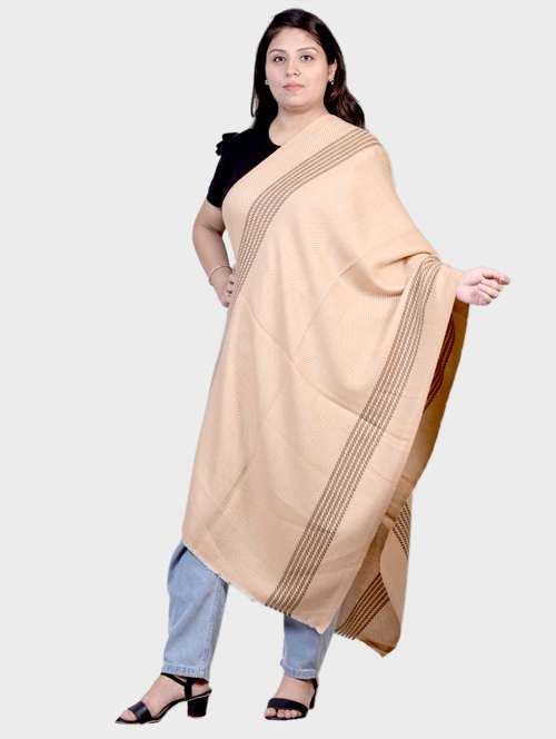 unisex tan self design wool stole - 20605612 -  Standard Image - 0