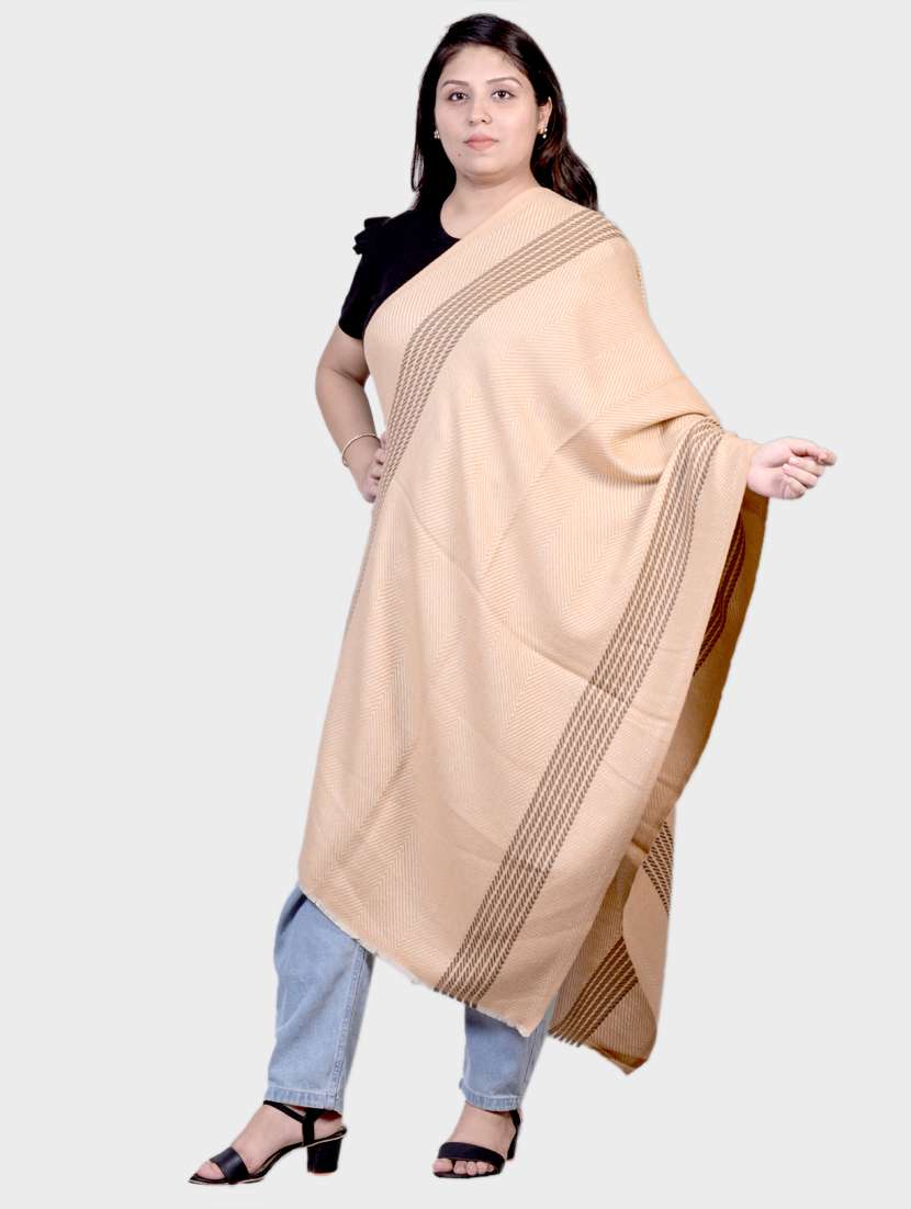 unisex tan self design wool stole