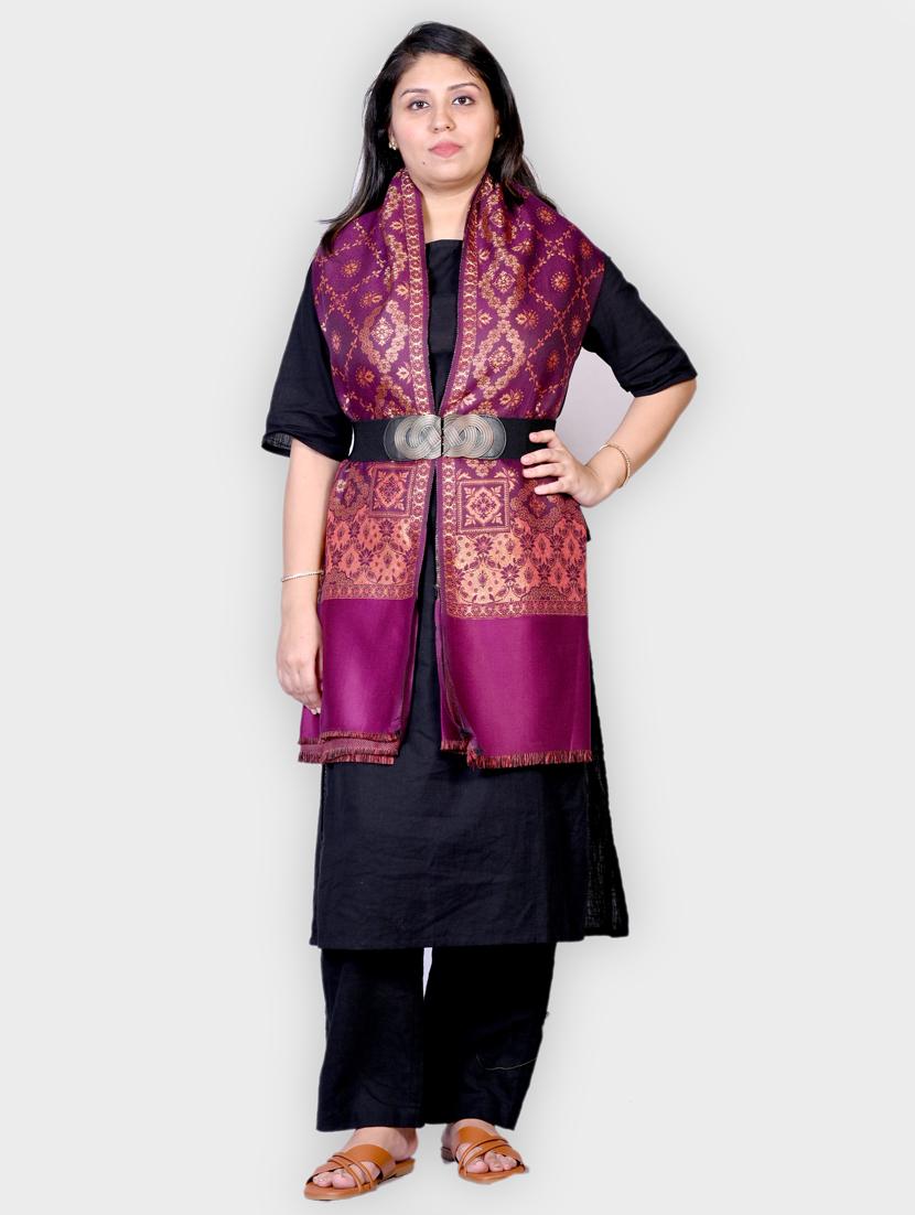 women self designed woolen shawl - 20605614 - Standard Image - 1