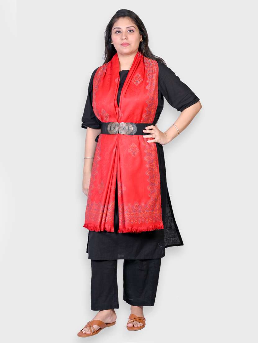 women self designed woolen shawl - 20605626 -  Standard Image - 1