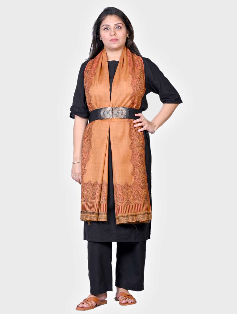 women self designed woolen shawl - 20605630 -  Standard Image - 1