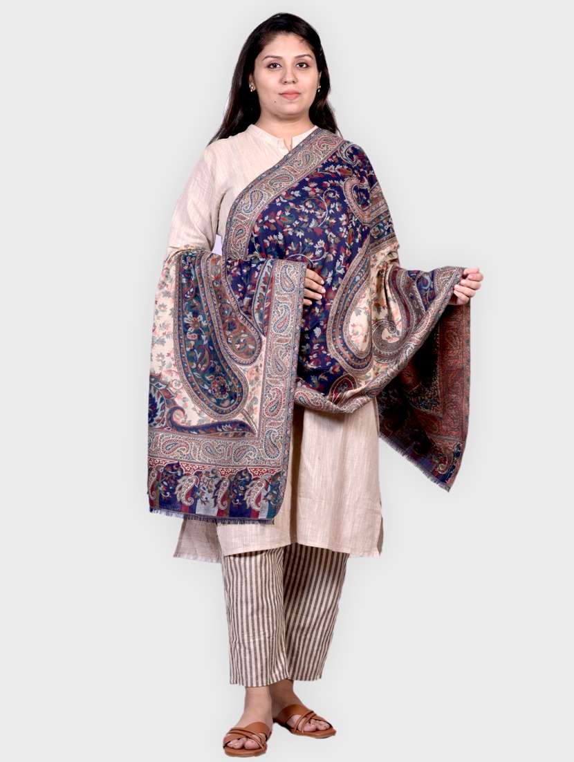 women self designed woolen shawl - 20605654 -  Standard Image - 1