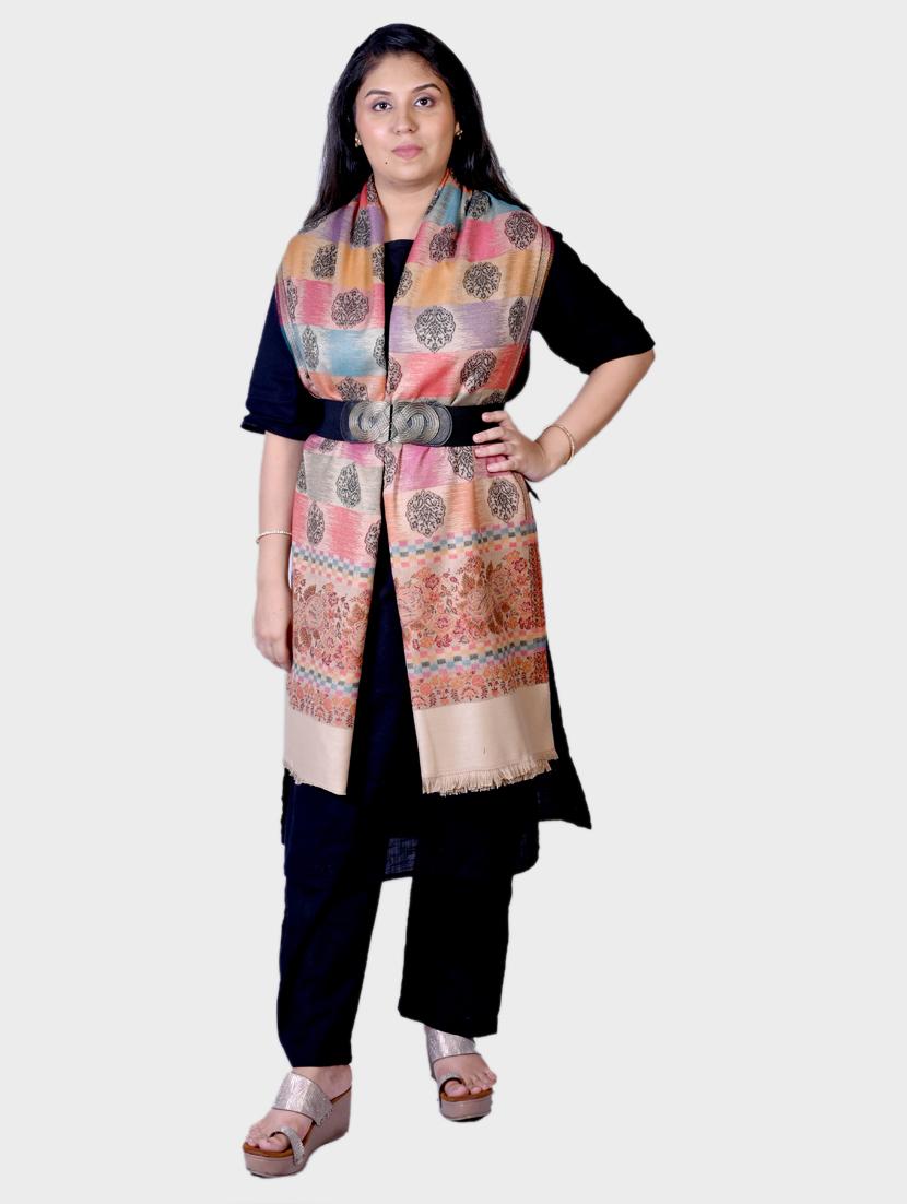 women self designed woolen shawl - 20605657 - Standard Image - 1