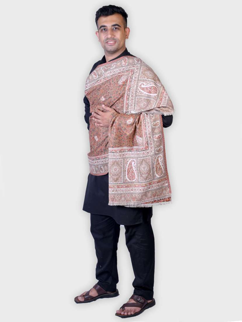 unisex multi colored printed wool shawl - 20605661 -  Standard Image - 1