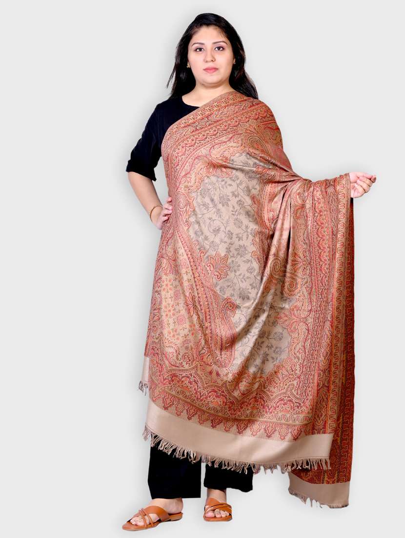 unisex multi colored printed wool stole