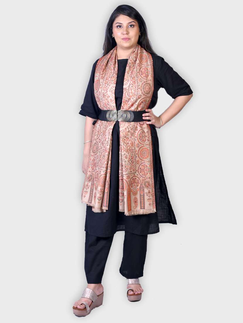 women self designed woolen shawl - 20605665 -  Standard Image - 1